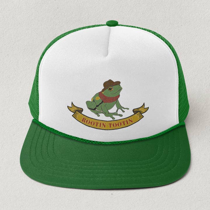 Cluster Funk Studio - Wholesale Trucker Hat - Unisex - Rootin Tootin- Frog Cowboy Trucker Hat0