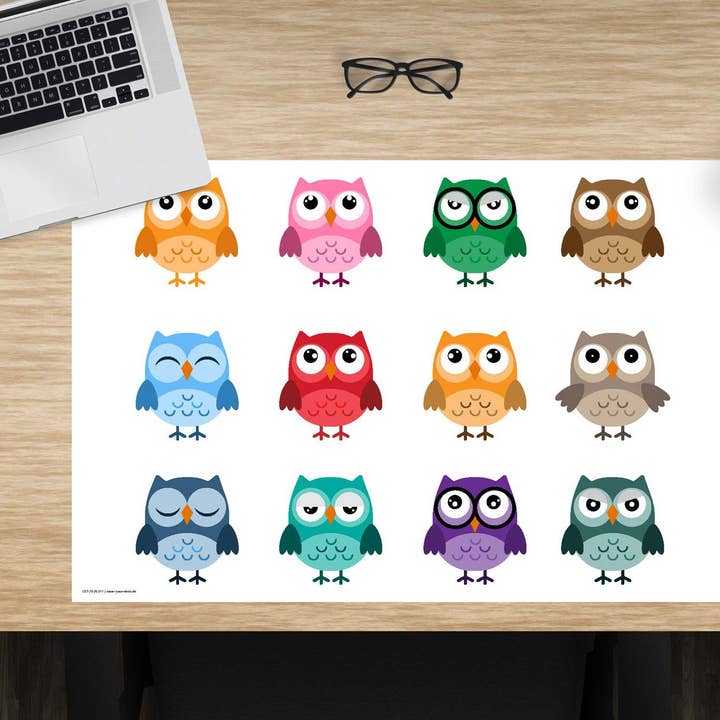 Almofada de mesa feita de vinil premium” - corujas coloridas por atacado de cover-your-desk