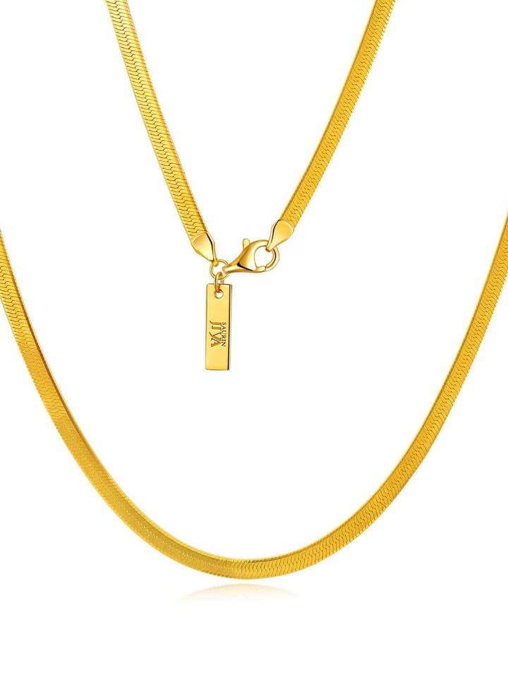 24K Yellow Gold Herringbone Chain - 3mm for wholesale by Saurin Jiya