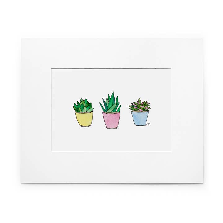 Succulents 8 x 10" Matted Art Print for wholesale by Eileen Graphics