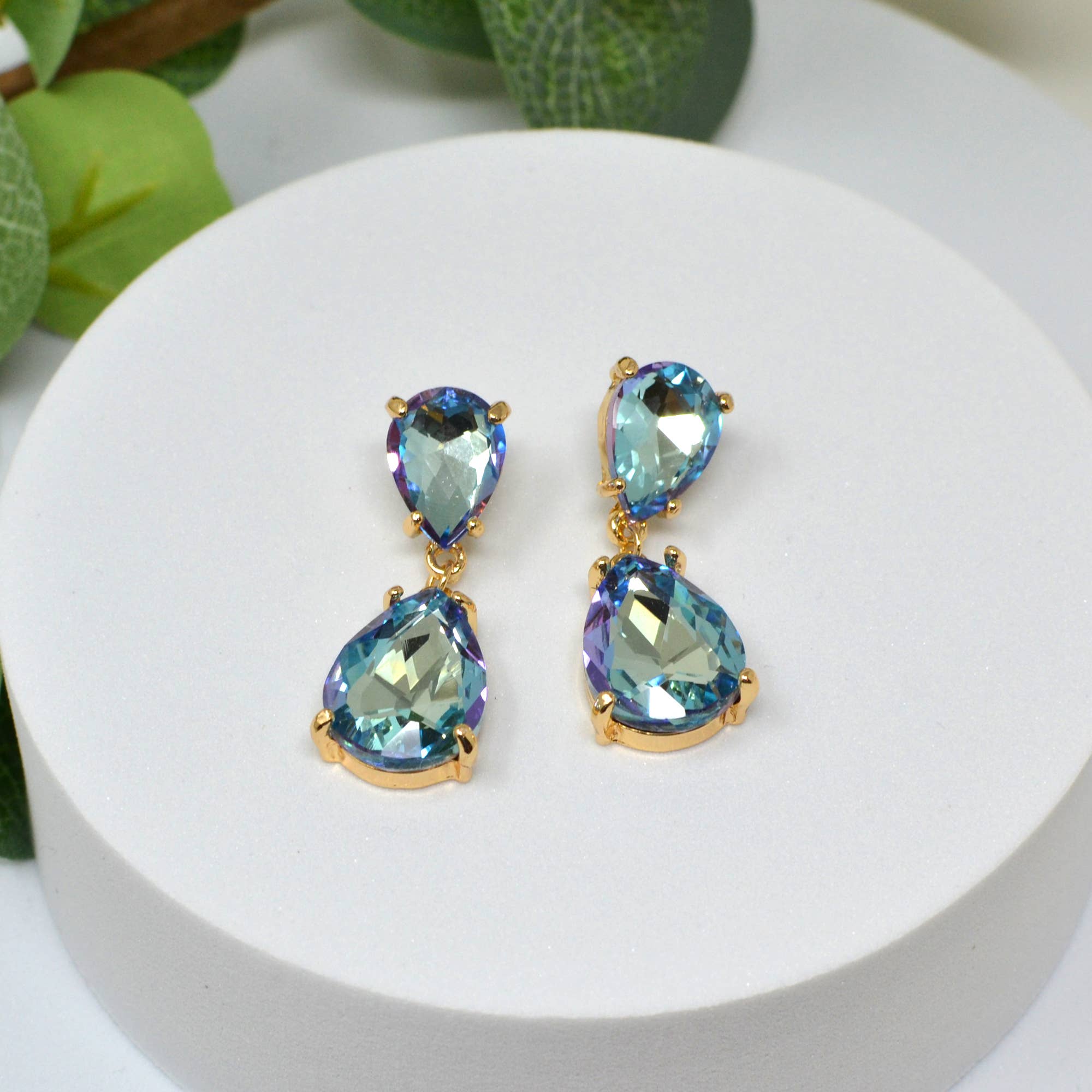 StarryNYC - Wholesale Dangle Earrings - Teardrop Glass Stone Dangle Crystal Bridal Earrings7