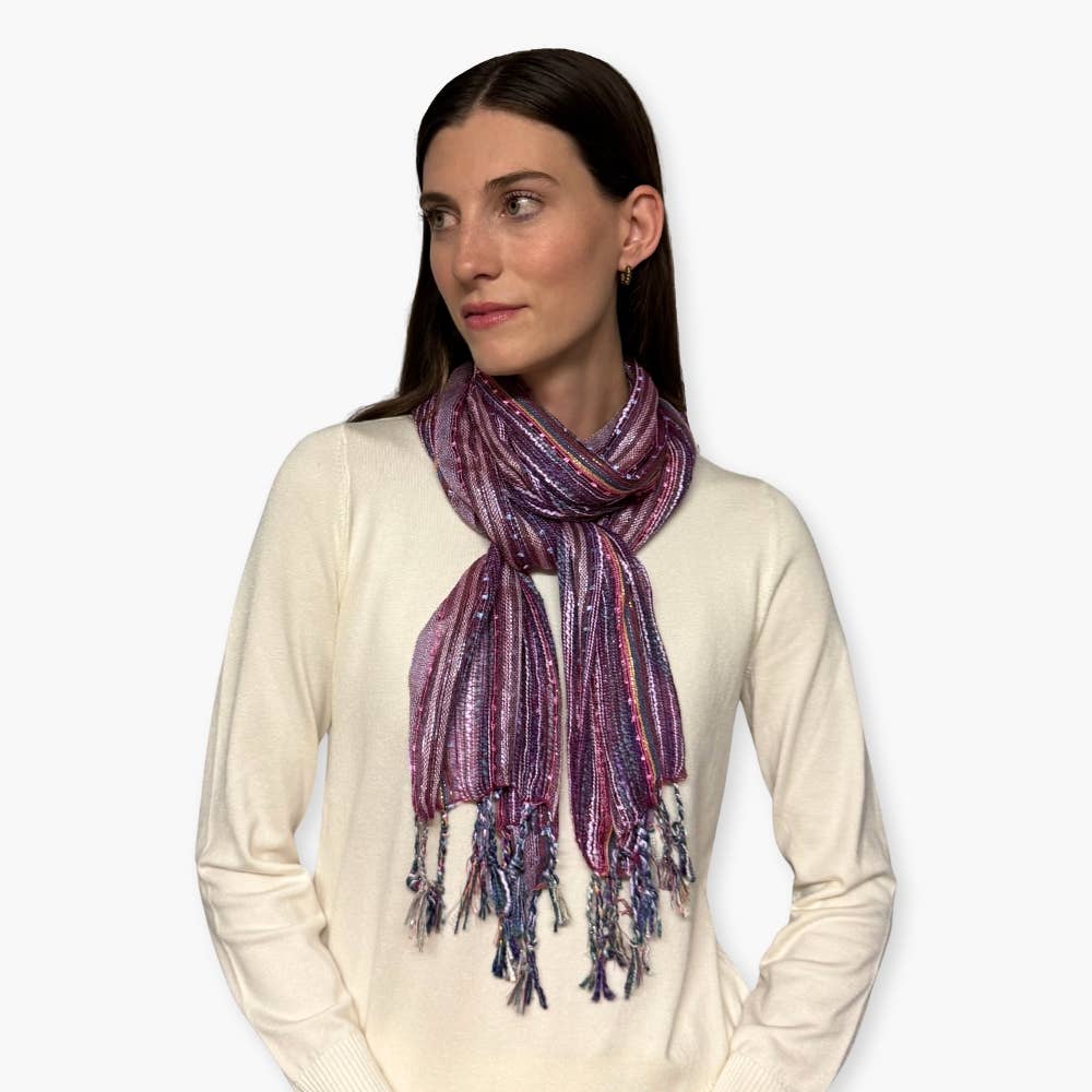 Humble Hilo – wholesale Scarf – Women's – Humble Hilo Multicolored Thread Artisan Scarf136