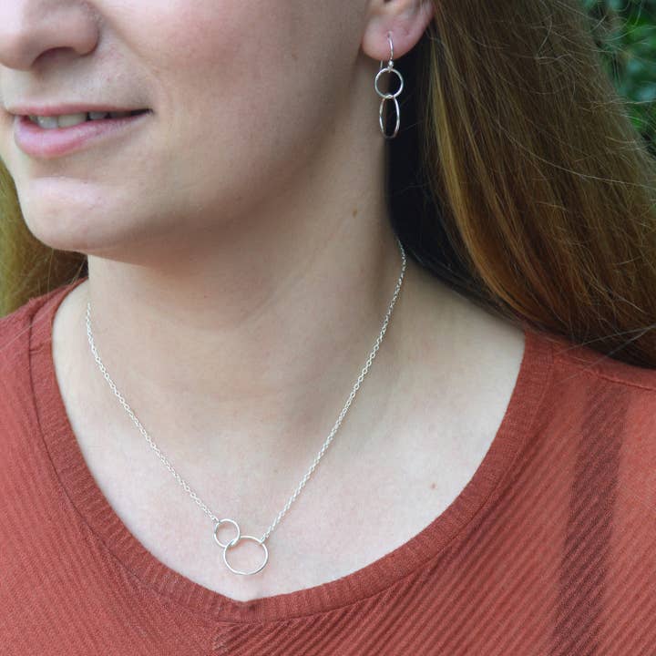 PearlGem Designs - Wholesale Dangle earrings - Loria Interlocking Rings 14k Gold or Sterling Silver Earrings10