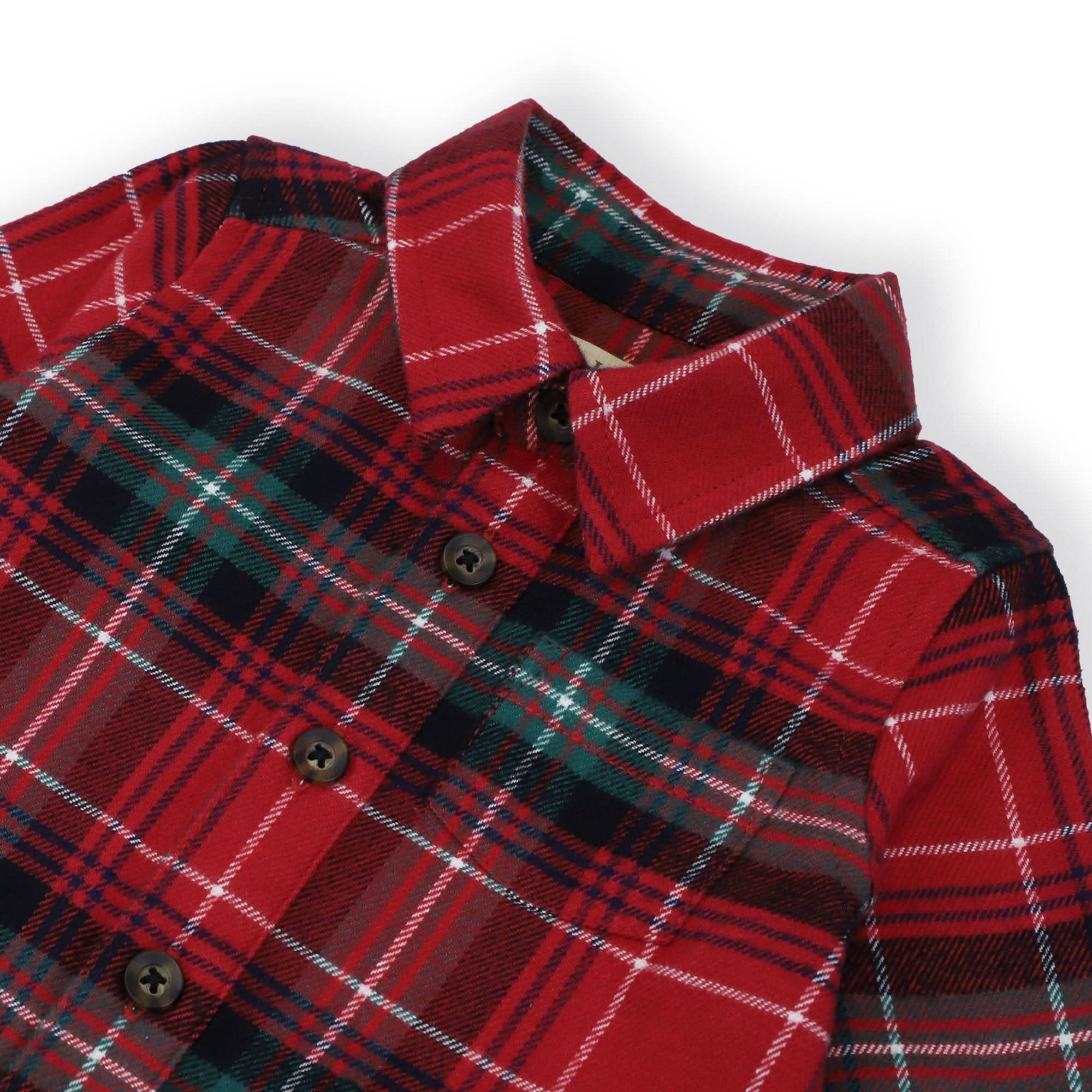 Rich Red Plaid Long Sleeve Button Front Romper for wholesale on Faire1