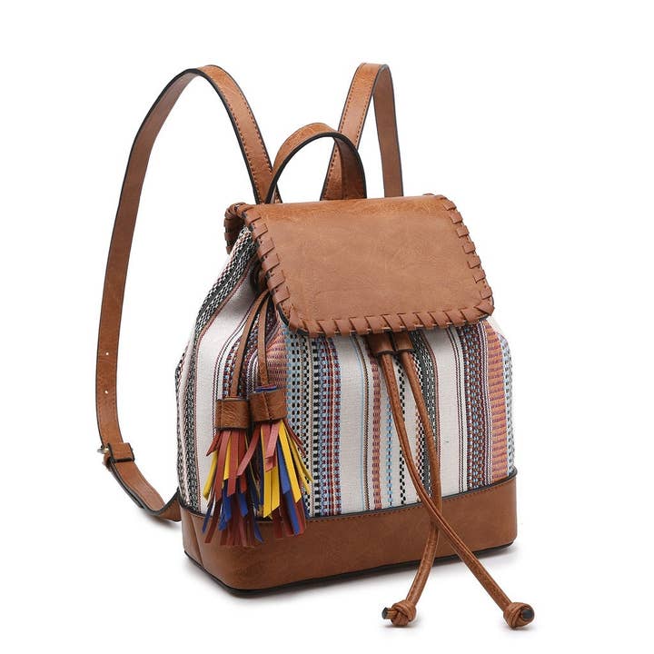 MiMi Wholesale - Wholesale Backpack - Women's - BP1987 Flap-Over Drawstring Backpack w/ Tassel3