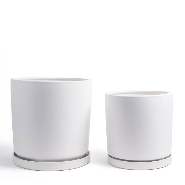 Momma Pots - Vente Pot - Pots cylindriques de 10,5 pouces (1 pièce) et 12,5 pouces (1 pièce) avec soucoupes à eau12