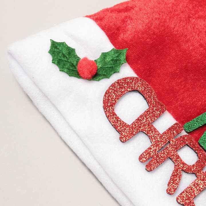 Red LED Light-Up Merry Christmas Santa Hat for wholesale on Faire3