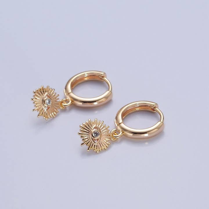 Evil Eye Huggie Earring, Guidance & Protection Gold Eye Earring Spiritual Jewelry, Boho Jewelry, Minimalist Earrings V-443 for wholesale by Aim Eternal