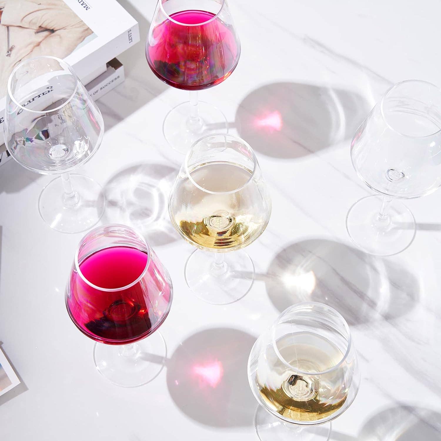 The Wine Savant /  Khen Glassware - Wholesale Wine Glass - Tritan Acrylic Floating Stemmed Wine Glasses Set of 64