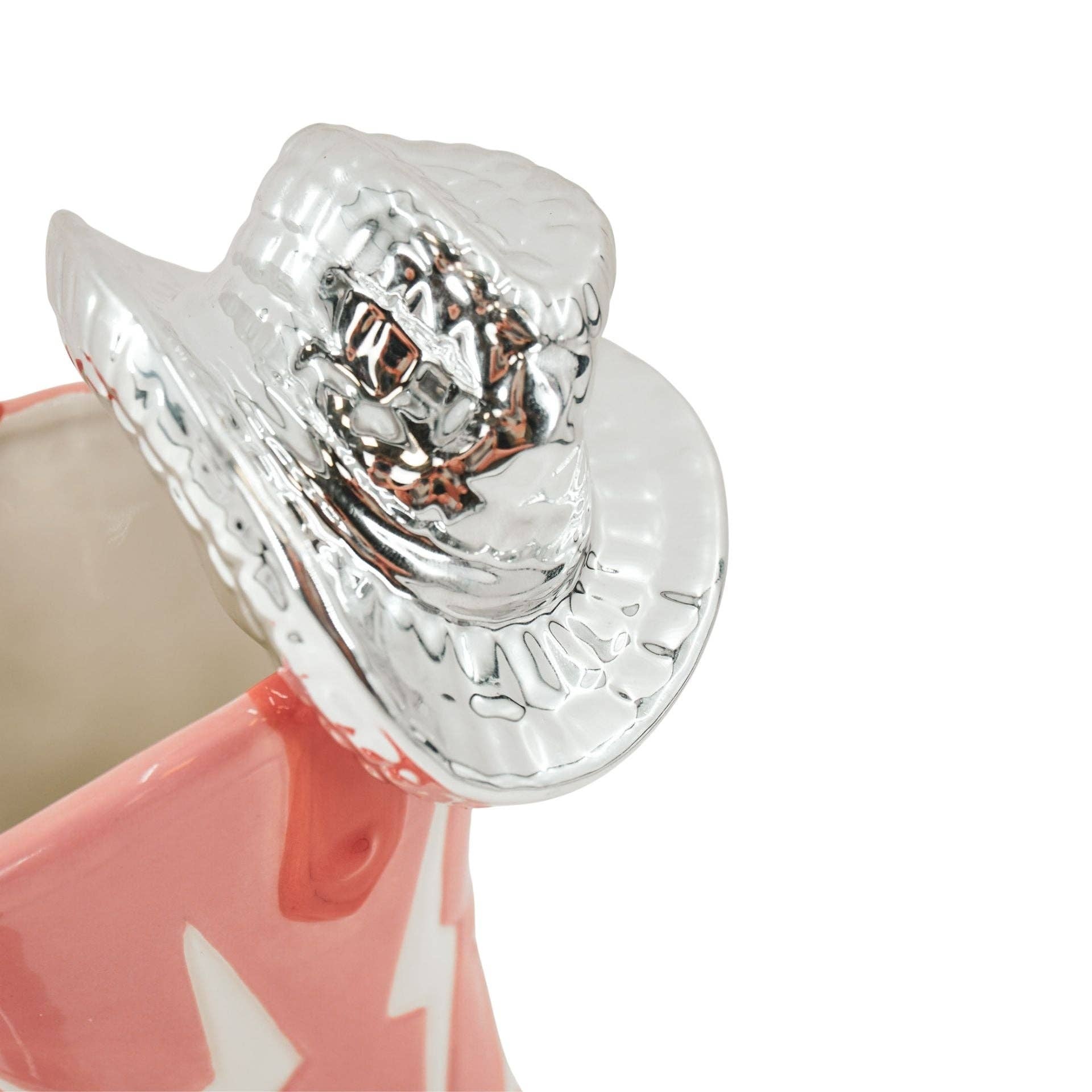 Housevitamin bv - Wholesale Vase - Flower Vase- Boot with Disco Hat Vase- Ceramics- Pink/ Orange-16,5x10.5x26,5cm2