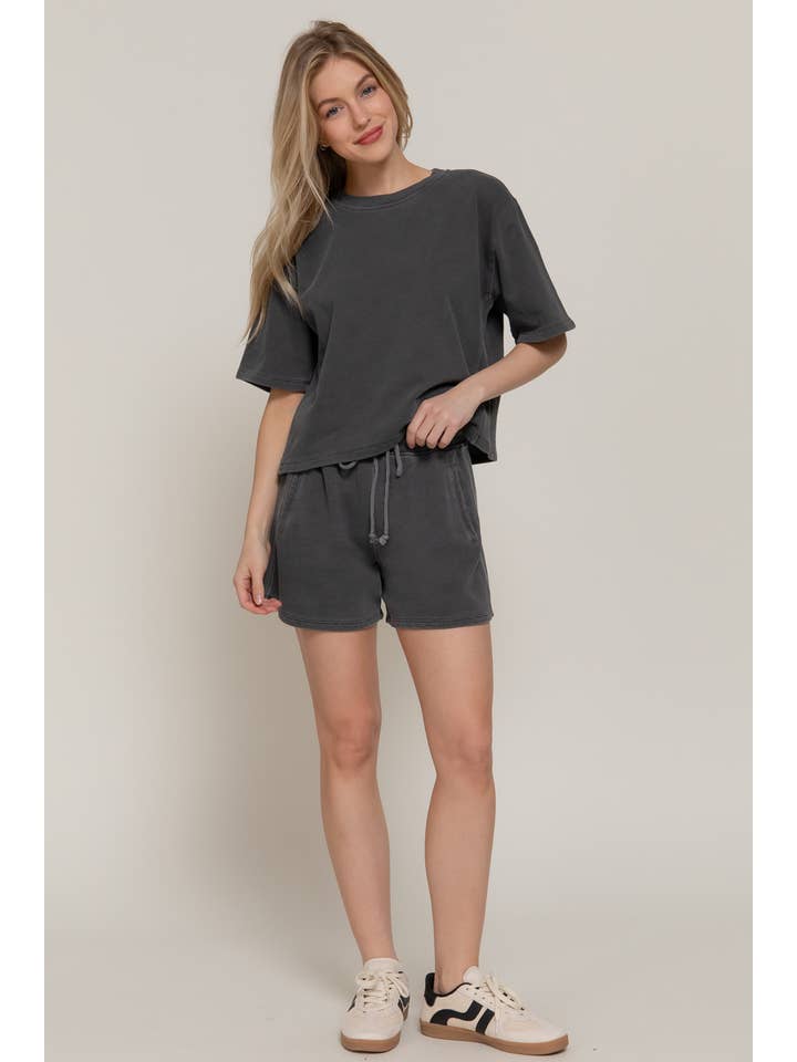 Active Basic | Active USA - Wholesale Lounge Shorts - Women's - Garment Washed Terry Shorts4