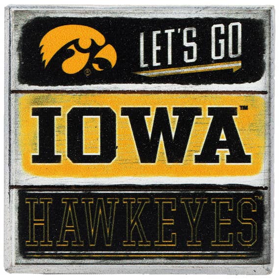 University of Iowa Planked Wood Magnet for wholesale by Open Road Brands, LLC
