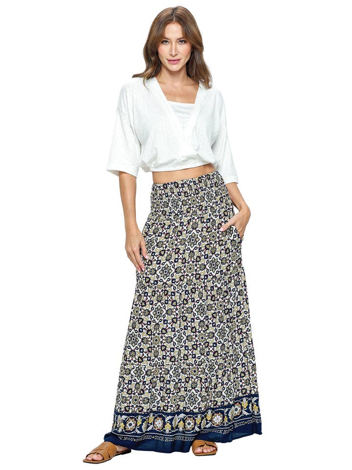 UITVERKOOP Lange Rok Boho Bloemenpatroon (Reg. $18) voor wholesale door Yak & Yeti