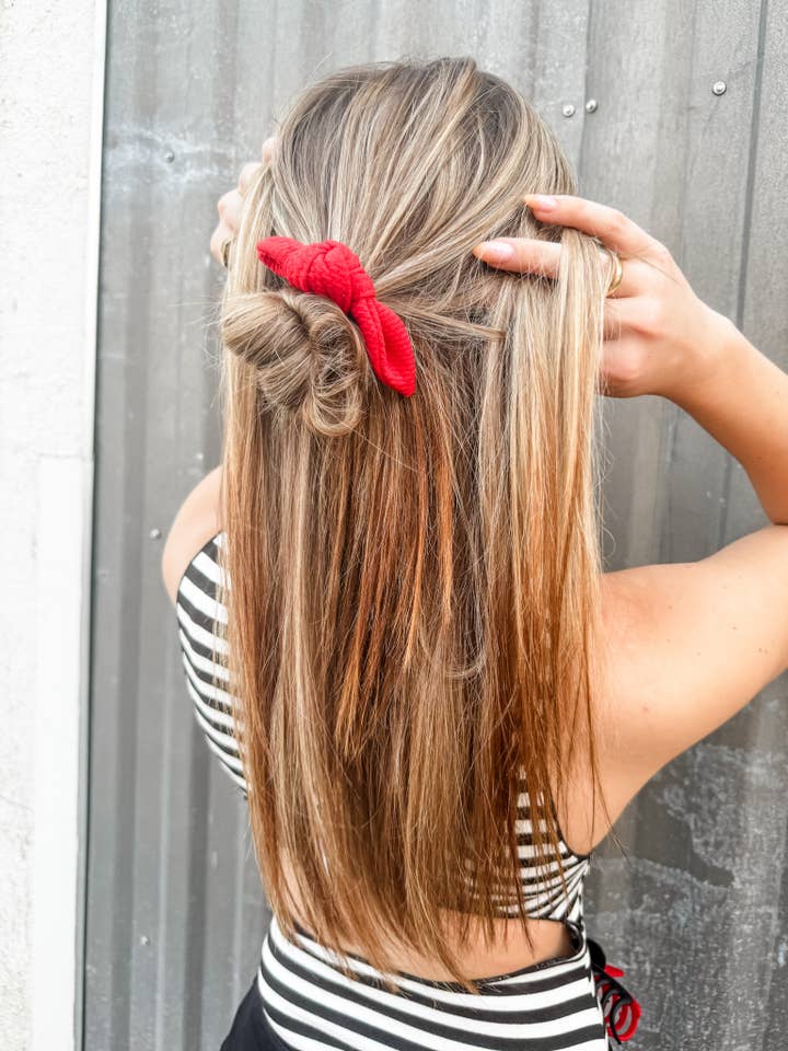Scarlet Red Pony Bow for wholesale by Ruby Red & Co.