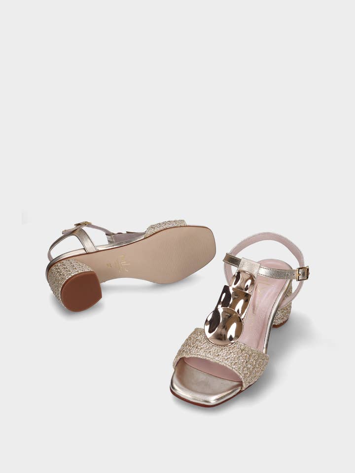 Ouro amarelo Mid Heel Sandals Margarida 09 Golden - Spring Summer 25 for wholesale on Faire2