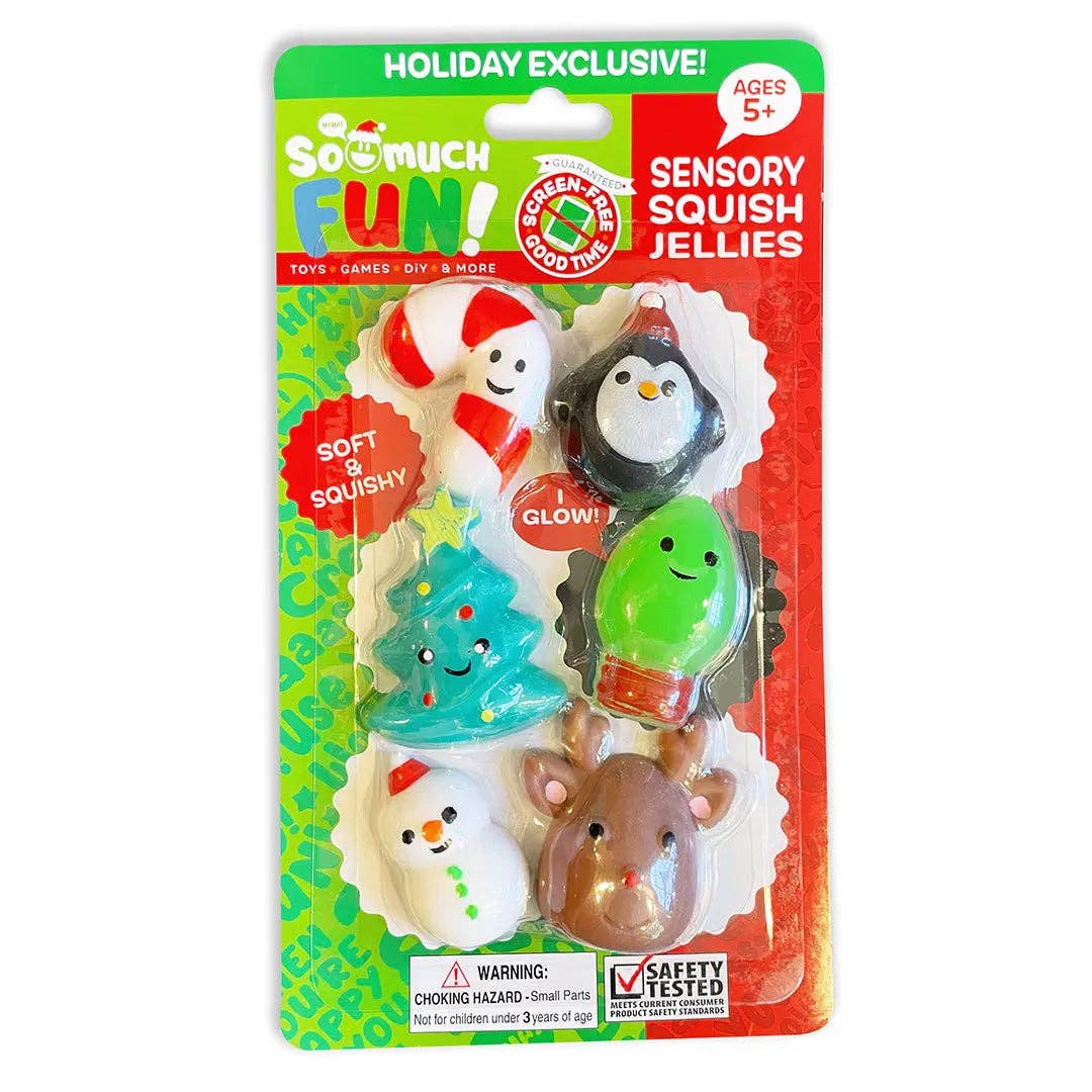 Novelty Closeout - Wholesale Squishy Toy - Kids & Baby - Christmas Glow In Dark Mochi Squish Jelly Blister Packs 1
