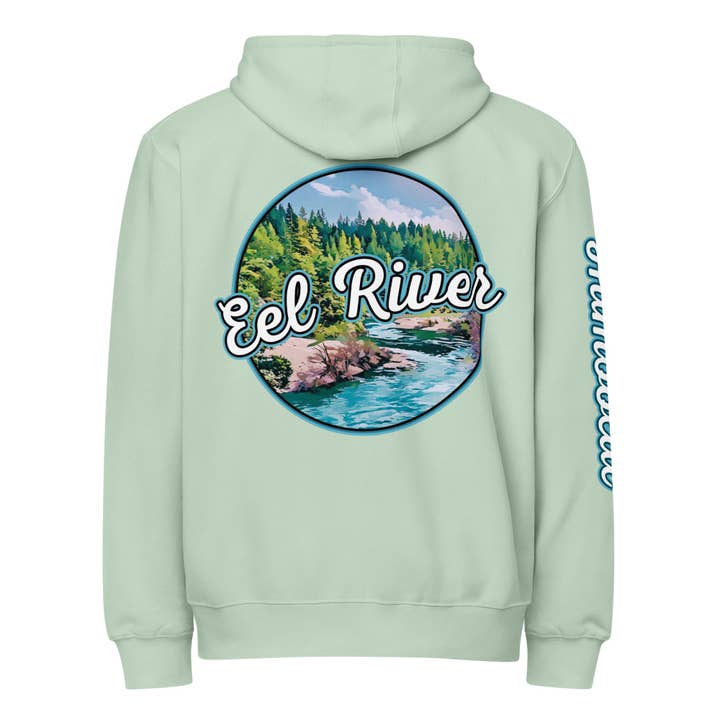 Felpa con cappuccio a zip intera Eel River Humboldt Aqua Premium per la vendita all'ingrosso da parte di Humboldt Lost Coast Hoods