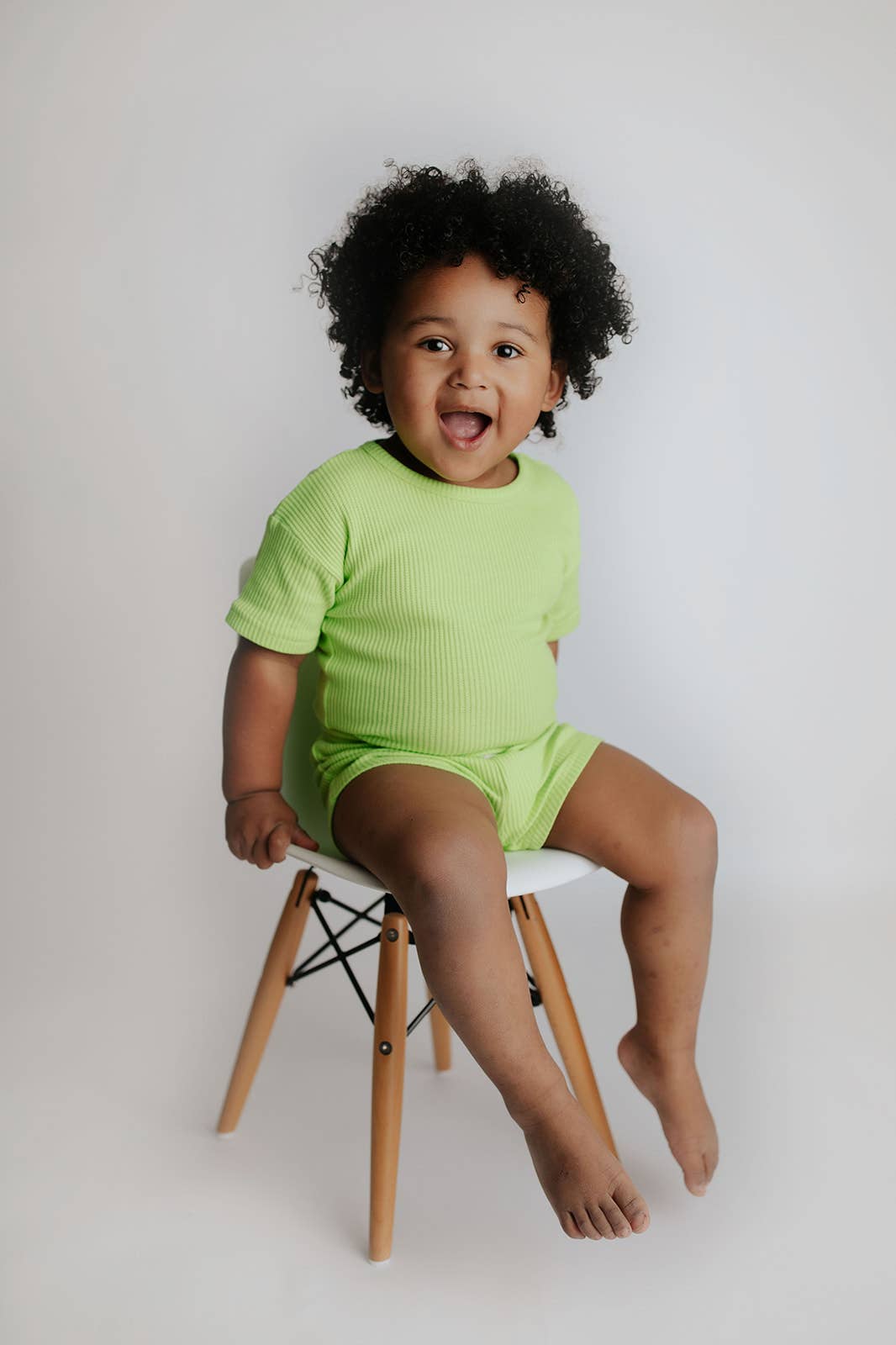 Three Little Tots – wholesale Top & short set – Kids – Lime Green Summer Waffle Toddler Top & Bottom Set3