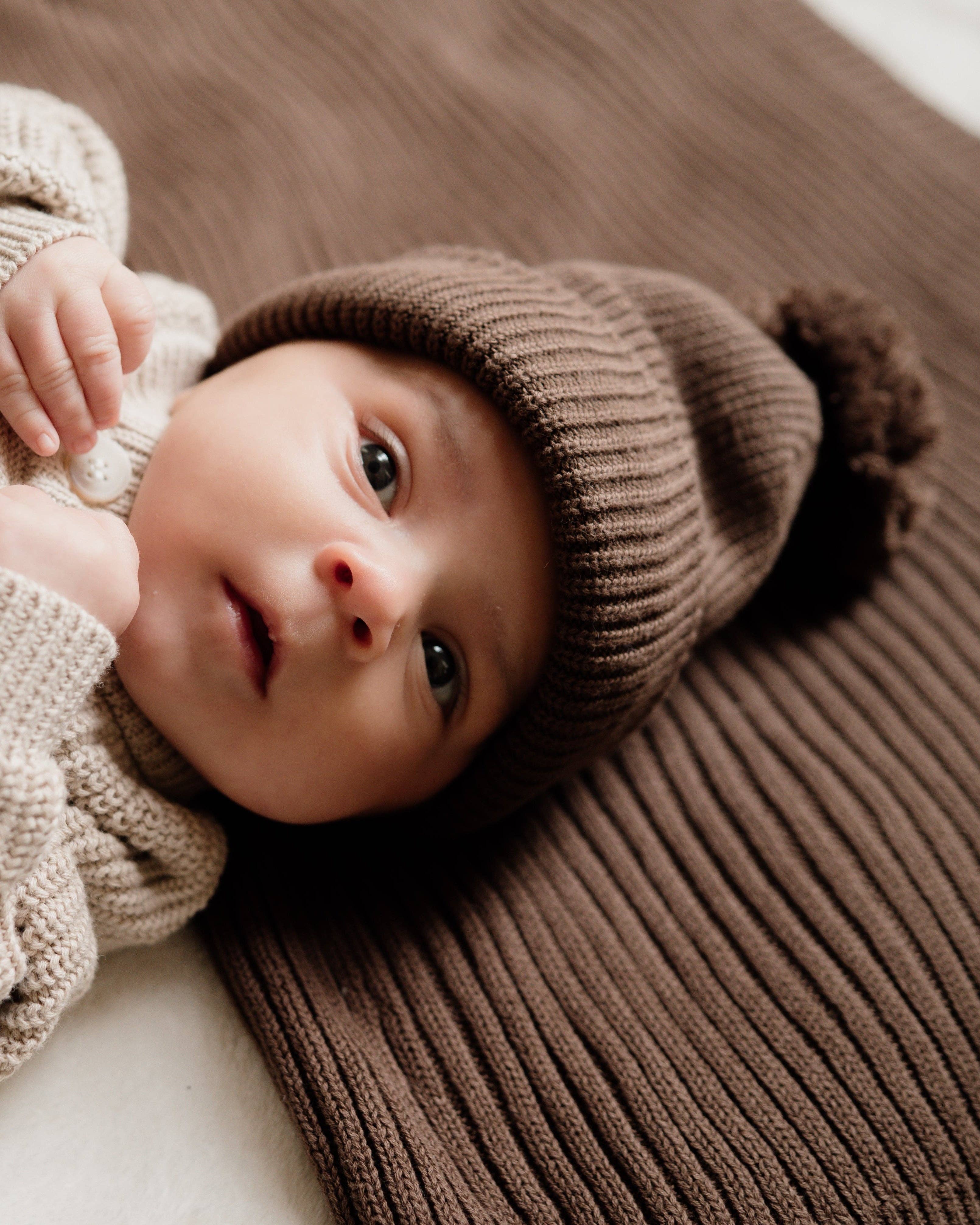 Pine Kids - Wholesale Newborn/Knit Hat - Baby - Knit Pom Hat - Chocolate2