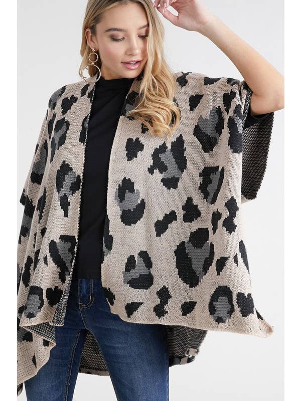 Justin & Taylor - Wholesale Kimono - Women's - Clarabelle || Leopard Print Kimono Cardigan Sweater4