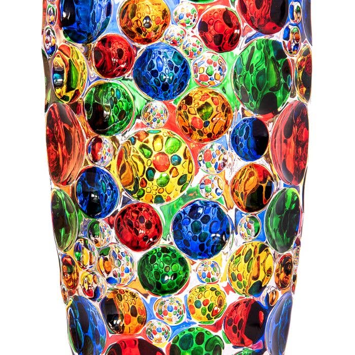 STP - Wholesale Vase - Vintage Bohemian Style Hand Painted Colored Glass Vase