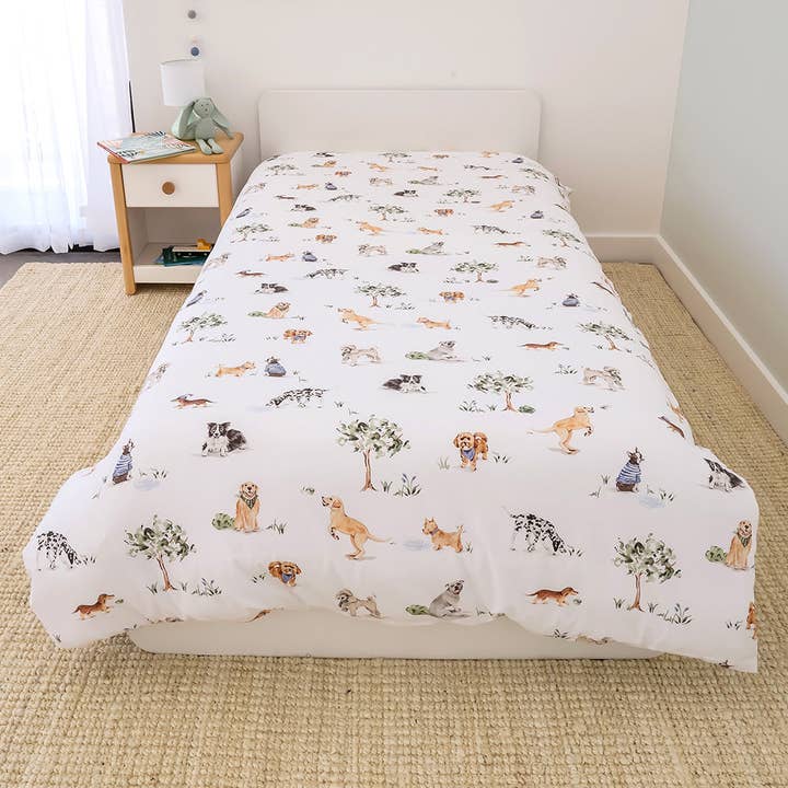 Dog Park Organic Cotton Quilt Cover - Single Bed for wholesale by Snuggle Hunny