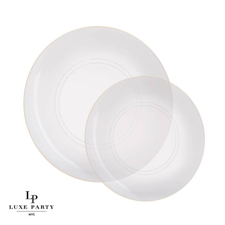 Round Clear • Gold Plastic Plates | 10 Pack for wholesale by Luxe Party
