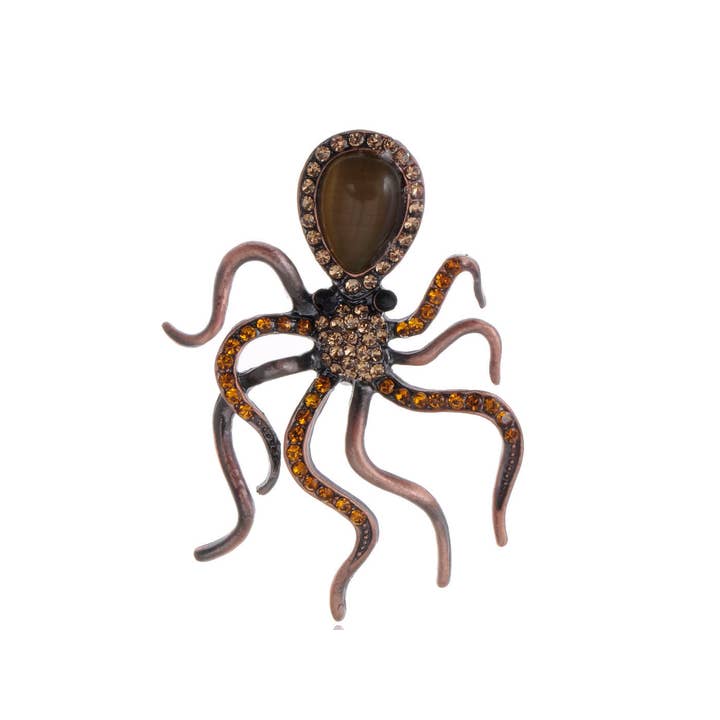 AK Brand - Vendita all'ingrosso Spille - Spilla con gambe di polpo nautico color topazio rame