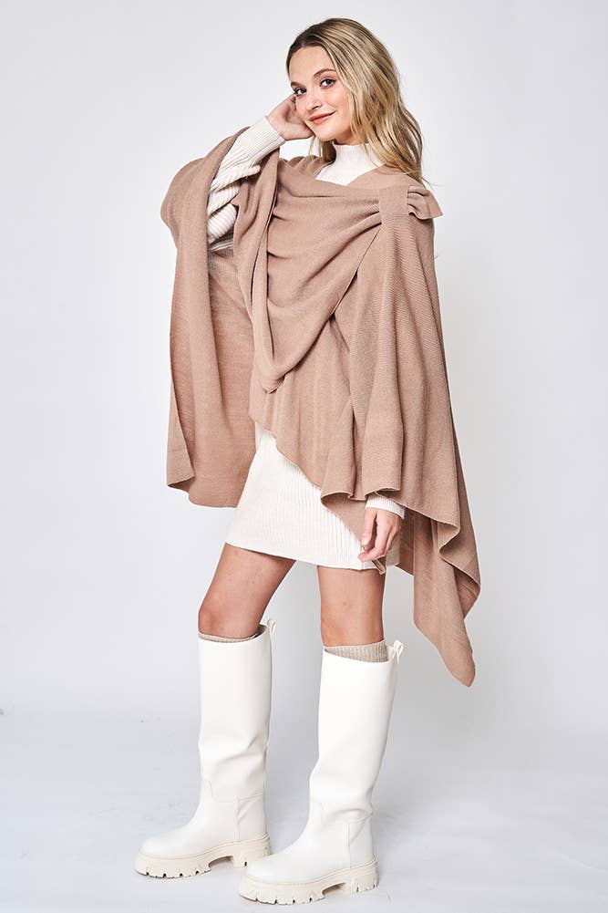 Hana - Venta al por mayor Poncho - Mujer - Ruana sólida con correa para el hombro42