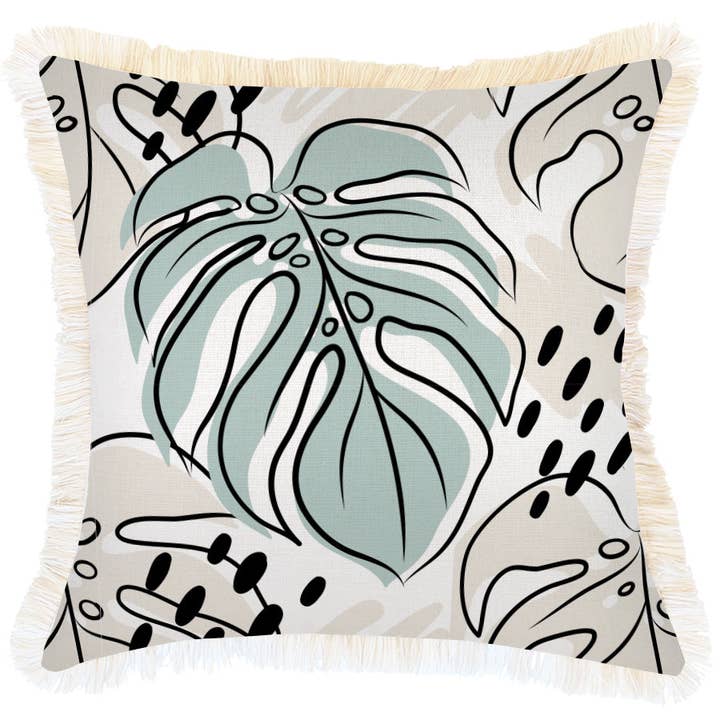 Cushion Cover-Coastal Fringe-Rainforest Seafoam-45cm x 45cm for wholesale by Escape To Paradise