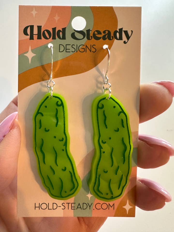 Pickle Acrylic Earrings for wholesale by Hold Steady Designs