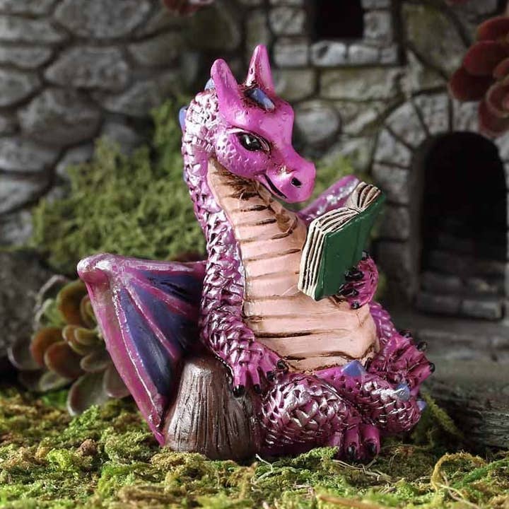 Reading Dragon (Fiddlehead Miniature Fairy Garden Figurine) for wholesale by Fairygoodies