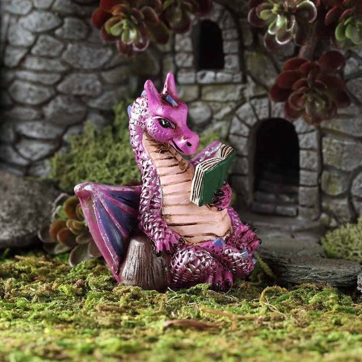Reading Dragon (Fiddlehead Miniature Fairy Garden Figurine) for wholesale by Fairygoodies