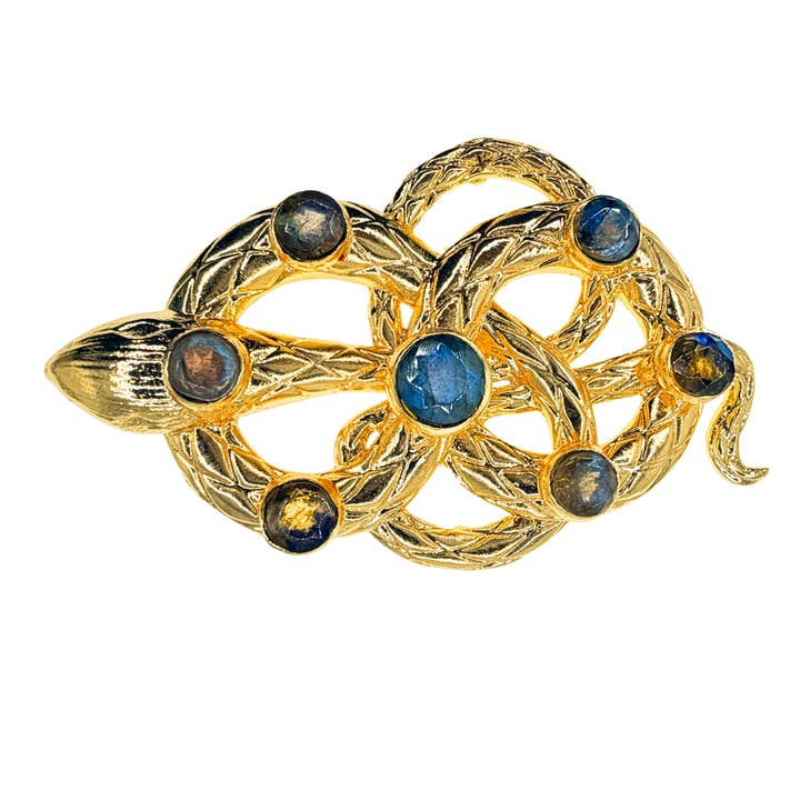 Bijoux Buckles - Wholesale Belt - Women's - LE SERPENT Faceted Labradorite Gemstone Gold Buckle + Artisan Leather Belt1