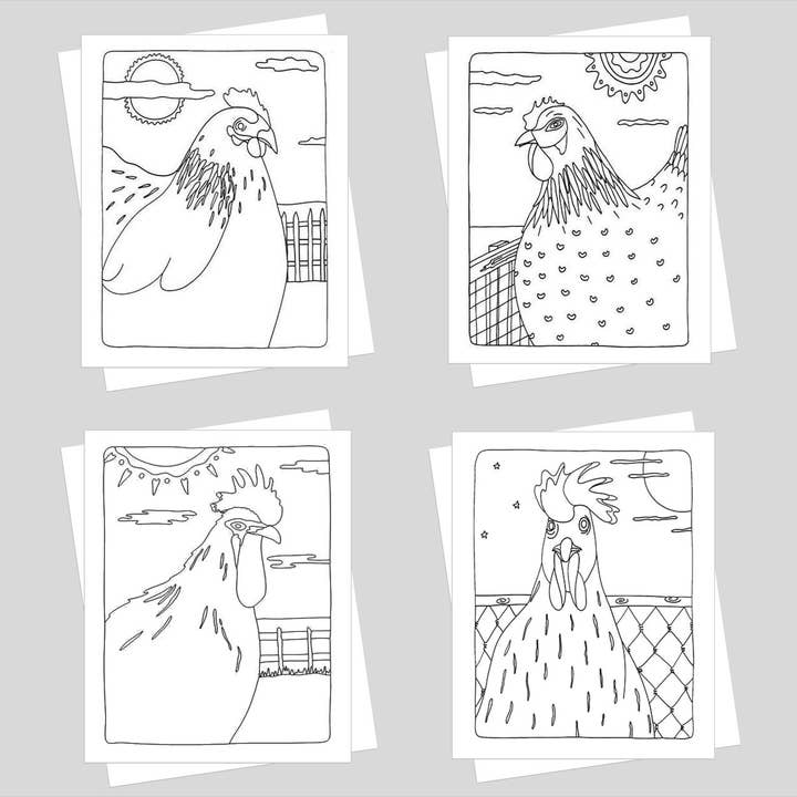 Barnyard Beauties Chickens kleurkaartenset voor wholesale door Stick With Mary