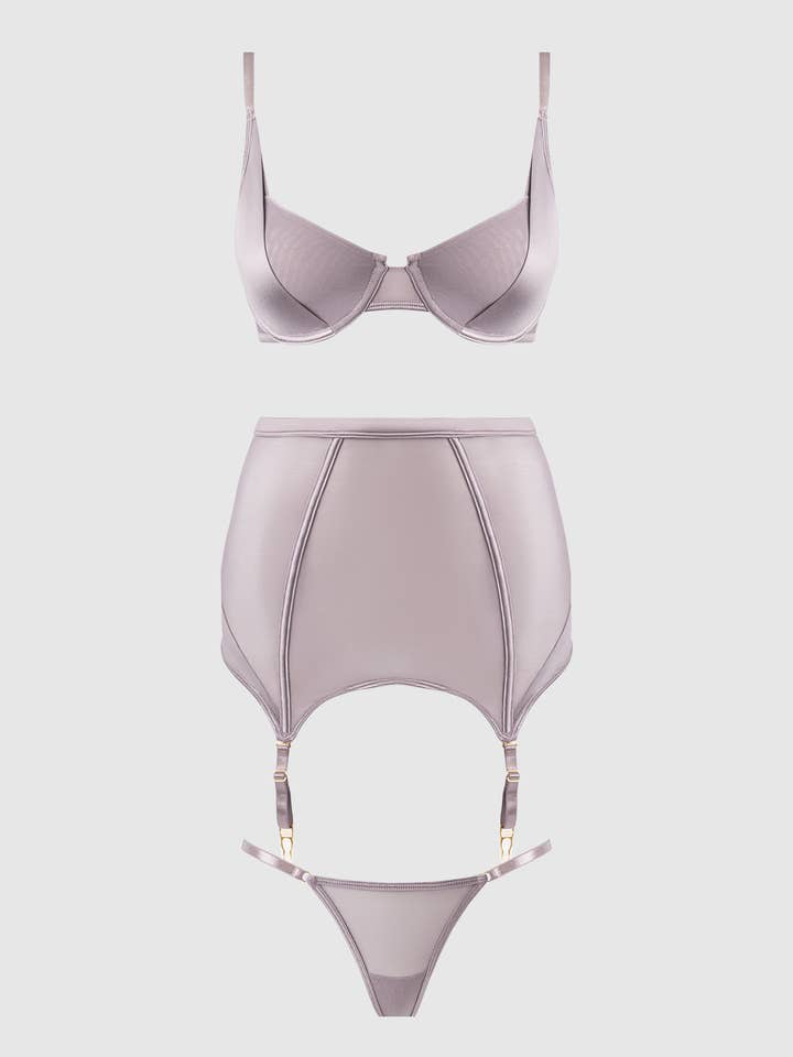 House of Desire - Wholesale Lingerie Set - Women's - RAQUEL MESH & SILKY MICRO BRA, GARTER SKIRT & G-STRING SET15