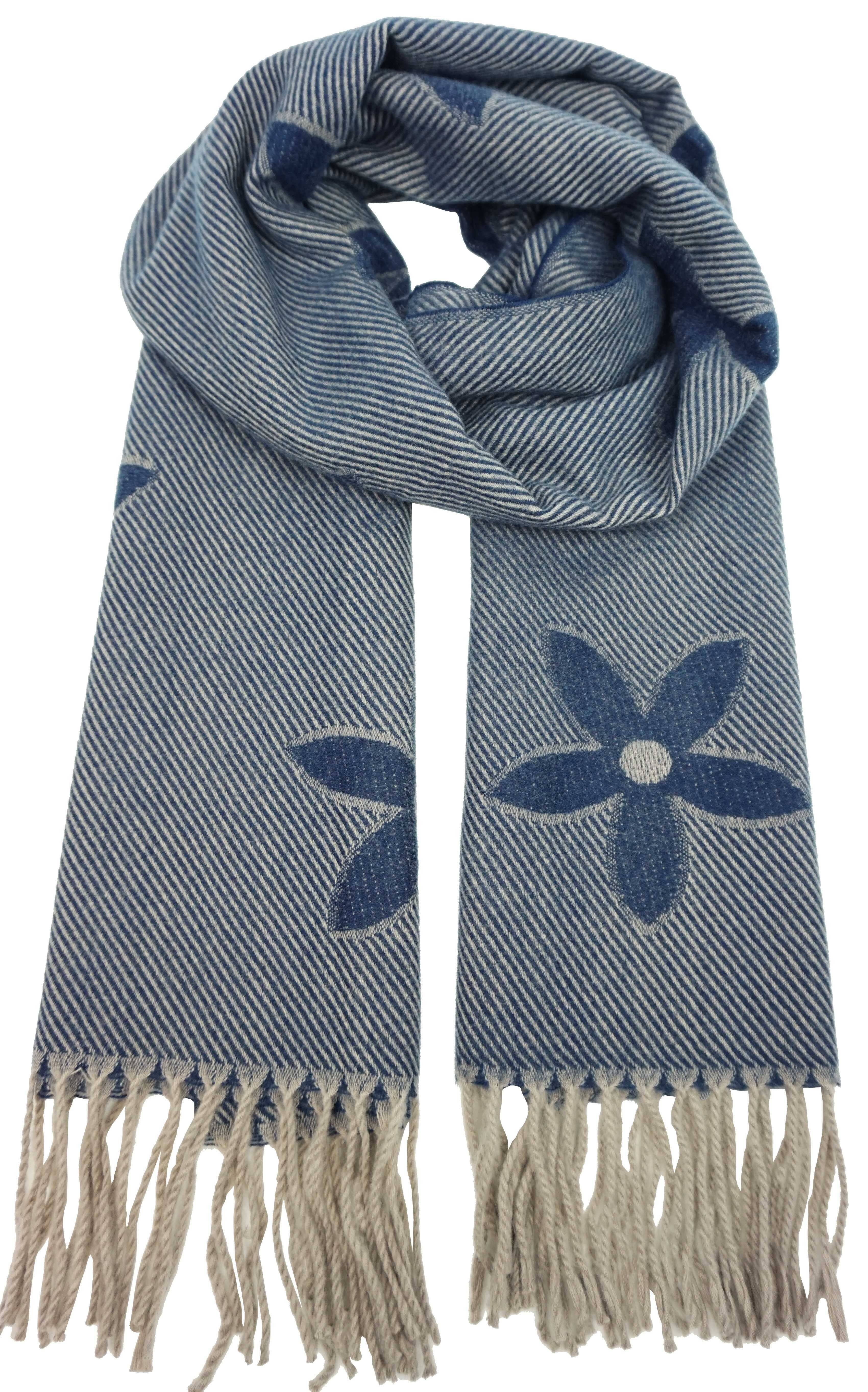 Anais - Vente Écharpe – femme - Echarpe avec franges et fleurs réversible YF59660