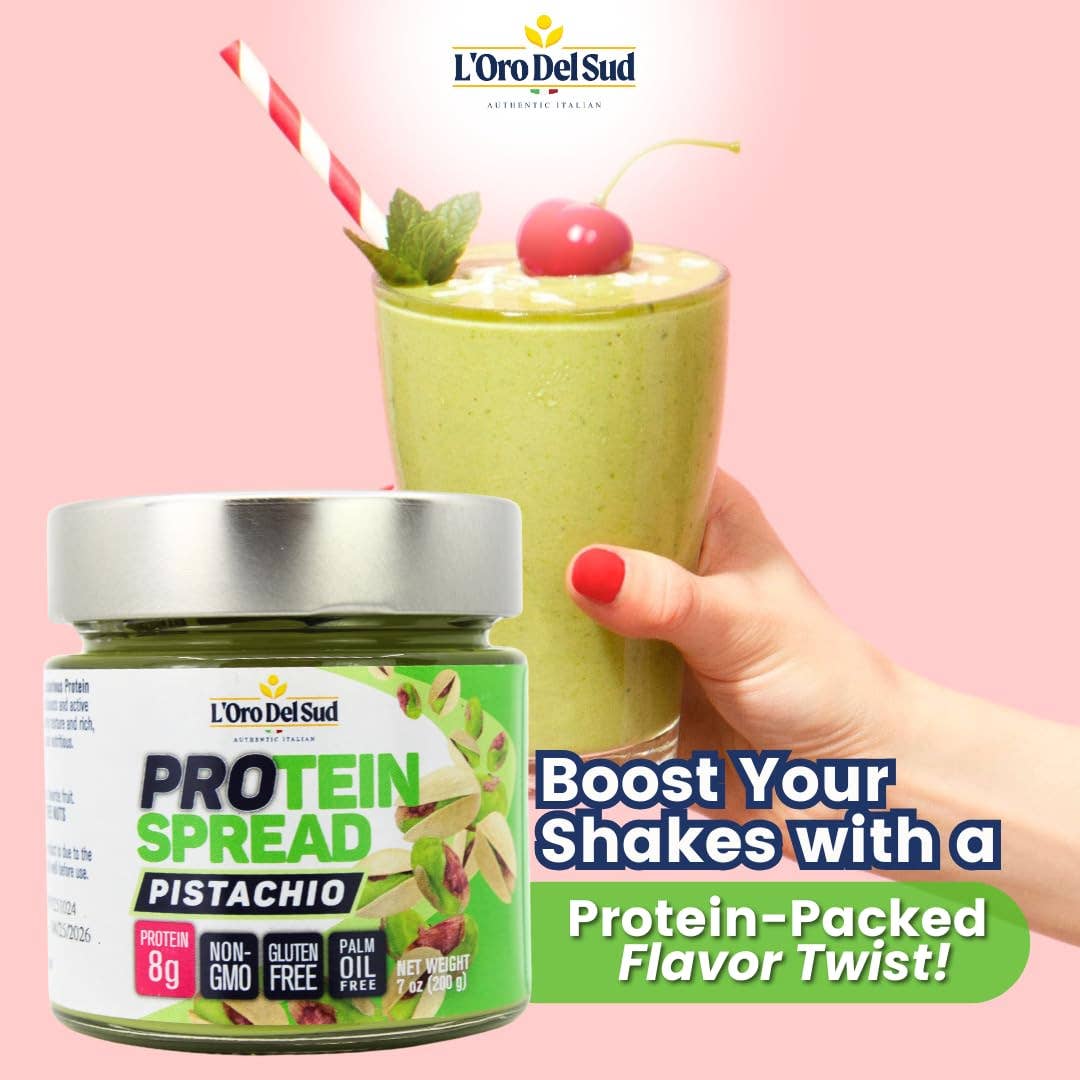 Wholesale Italian Food - Wholesale Nut Butter - LOro Del Sud, Pistachio Protein Butter Spread,  7oz (200g)6