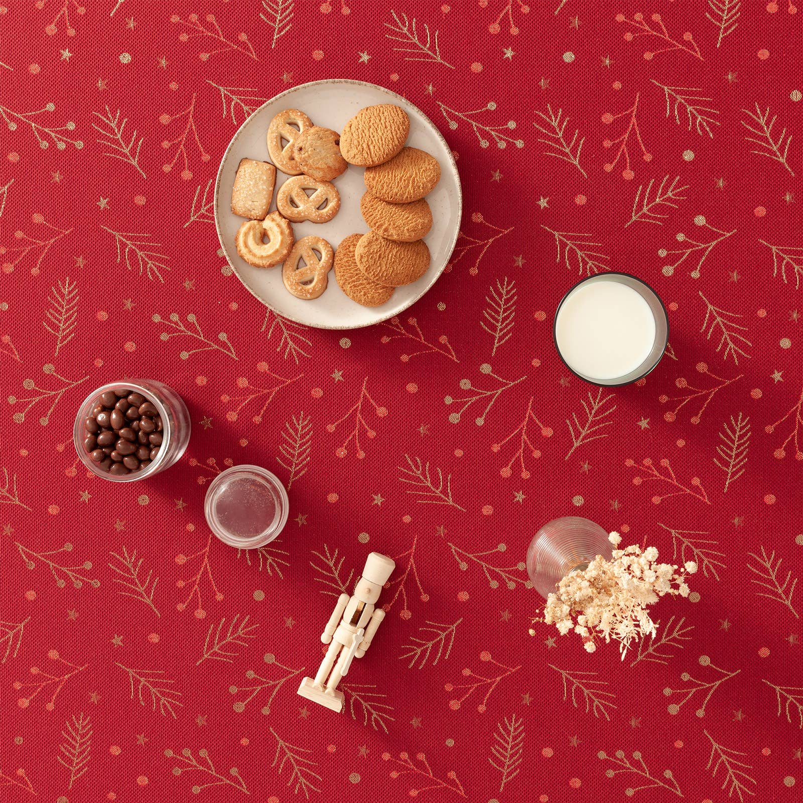 GAMUSI - Vente Nappes - Nappe de Noël en coton jacquard BERRIE18