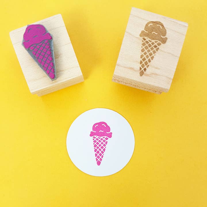 Delicious Ice Cream Mini Rubber Stamp for wholesale by Skull and Cross Buns Rubber Stamps