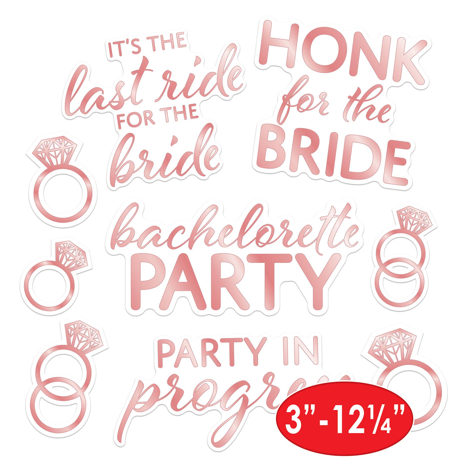 Beistle – Adesivo por atacado – Autocolantes de Despedida de Solteira, 3"-12¼" cada, 9 por pacote5