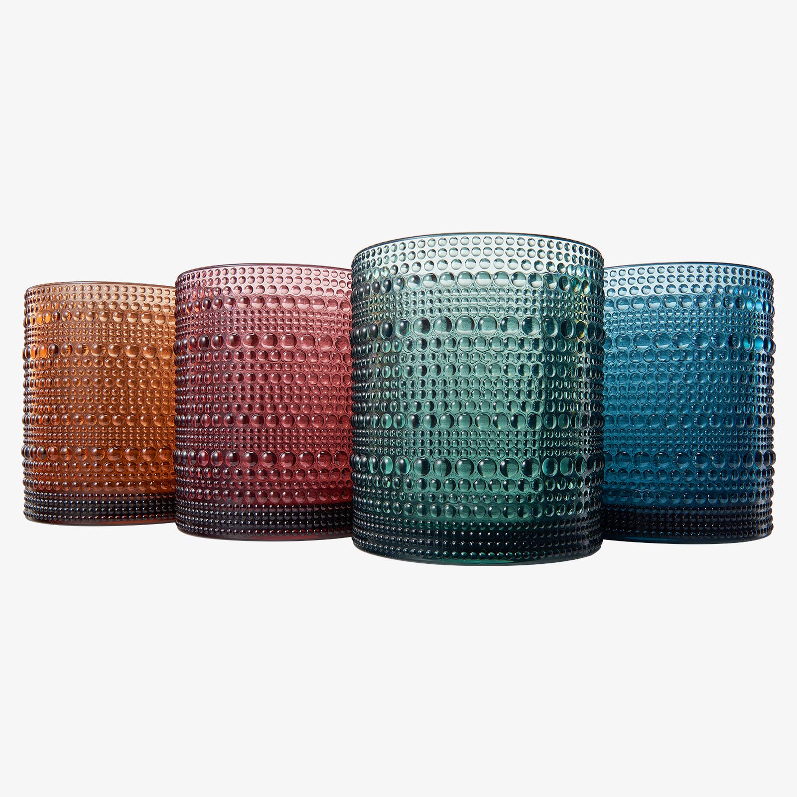 The Wine Savant /  Khen Glassware - Wholesale Drinking Glass/Cup - Acrylic Hobnail Glasses - Unbreakable Plastic 4  Color Set1