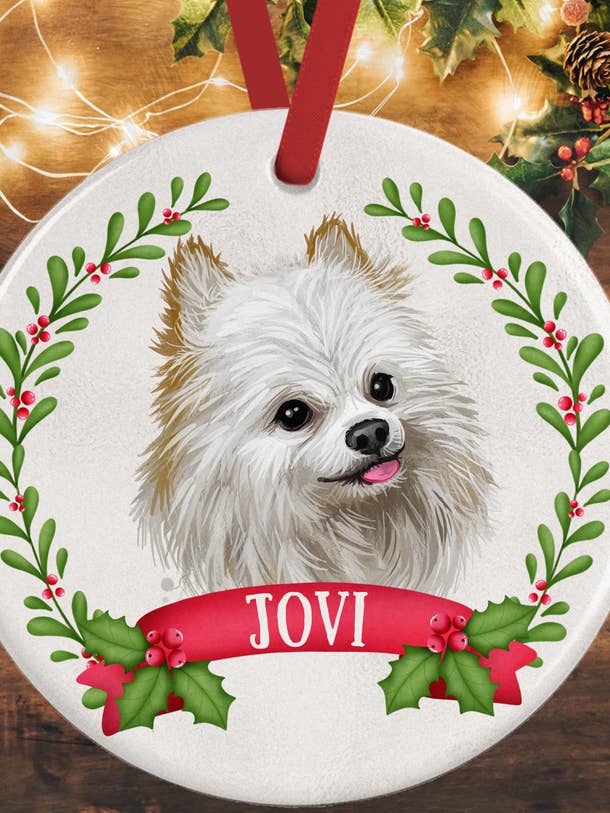 Japanese Spitz Christmas Decoration for wholesale by WagATudeTags