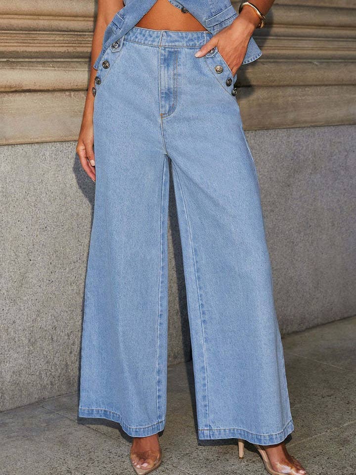 CWJP0589_SOLID LOOSE FIT FASHION WIDE LEG JEANS for wholesale by NINEXIS