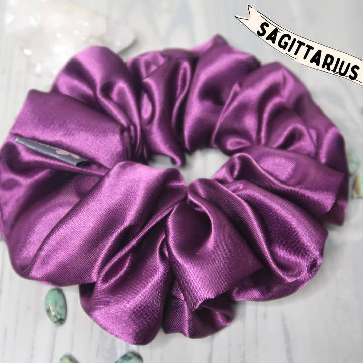 Sagittarius Hair Scrunchie, Turquoise Inside -REGULAR size for wholesale by Woowoochickdesigns
