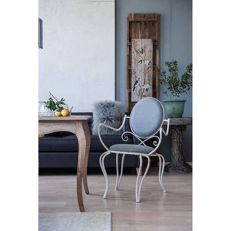 A&B Home Group Inc. - Vente Chaises - Fauteuil en fer de style vintage 24,5x24,5x37" avec coussins gris0