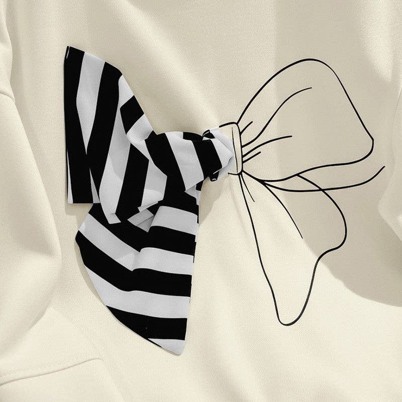 CREAMY Round Neck Striped Patchwork Loose Sweatshirt for wholesale on Faire4