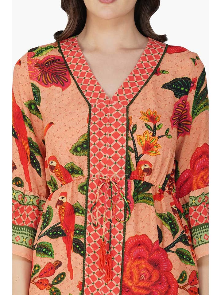 America & Beyond - Wholesale Dress - Women's - Set of 6 Coral Blossom Short Dress (S,M,L)4