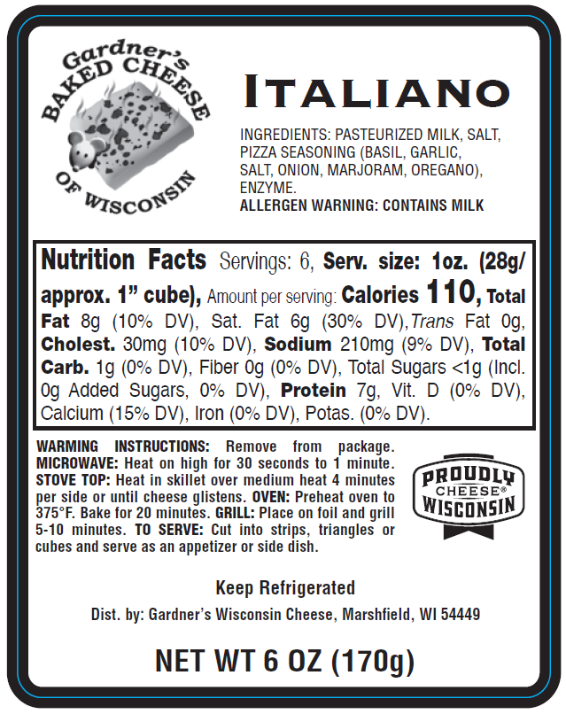 Gardner's Wisconsin Cheese and Sausage - Wholesale Cheese - Italiano Oven-Baked Cheese4