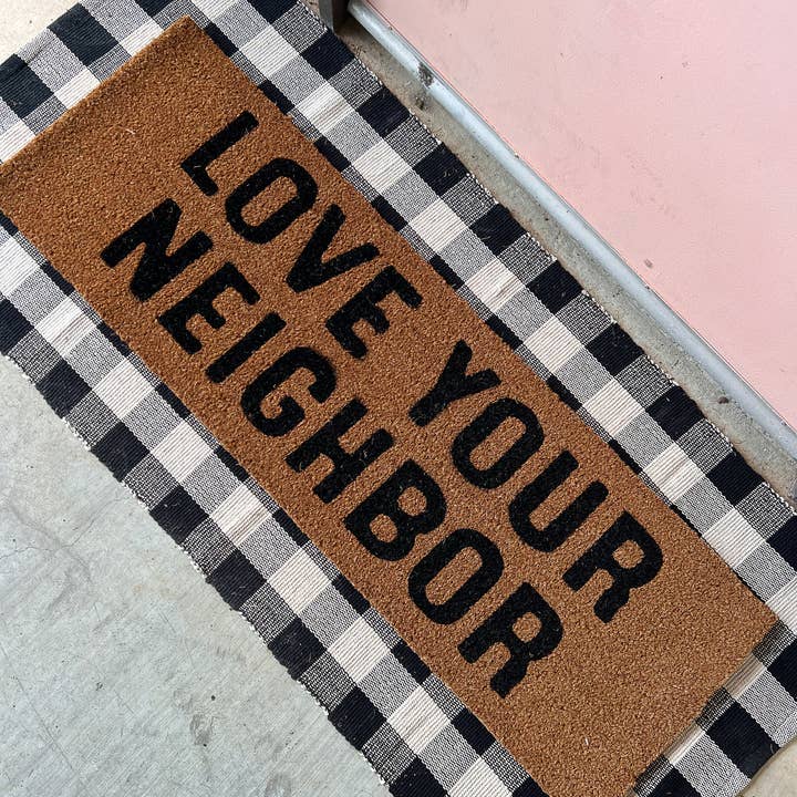 Modern Burlap - Wholesale Door Mat - XL Doormat - Love your Neighbor (New Length)1
